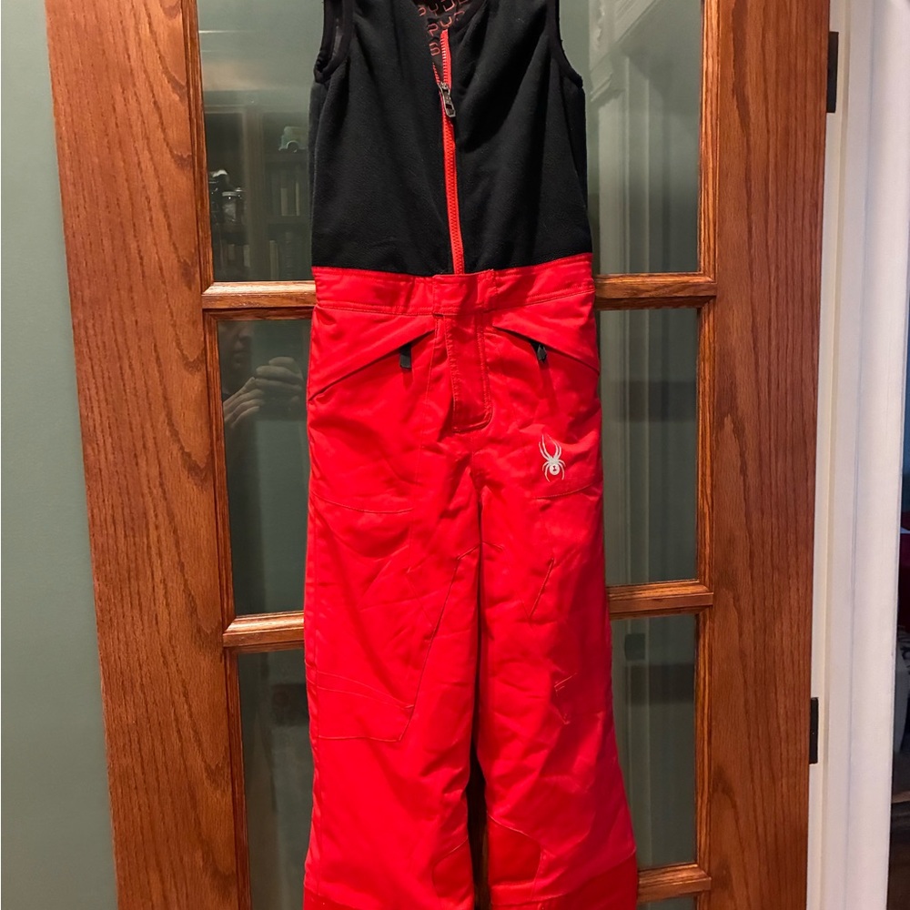 Spyder Black and Red Ski Overalls